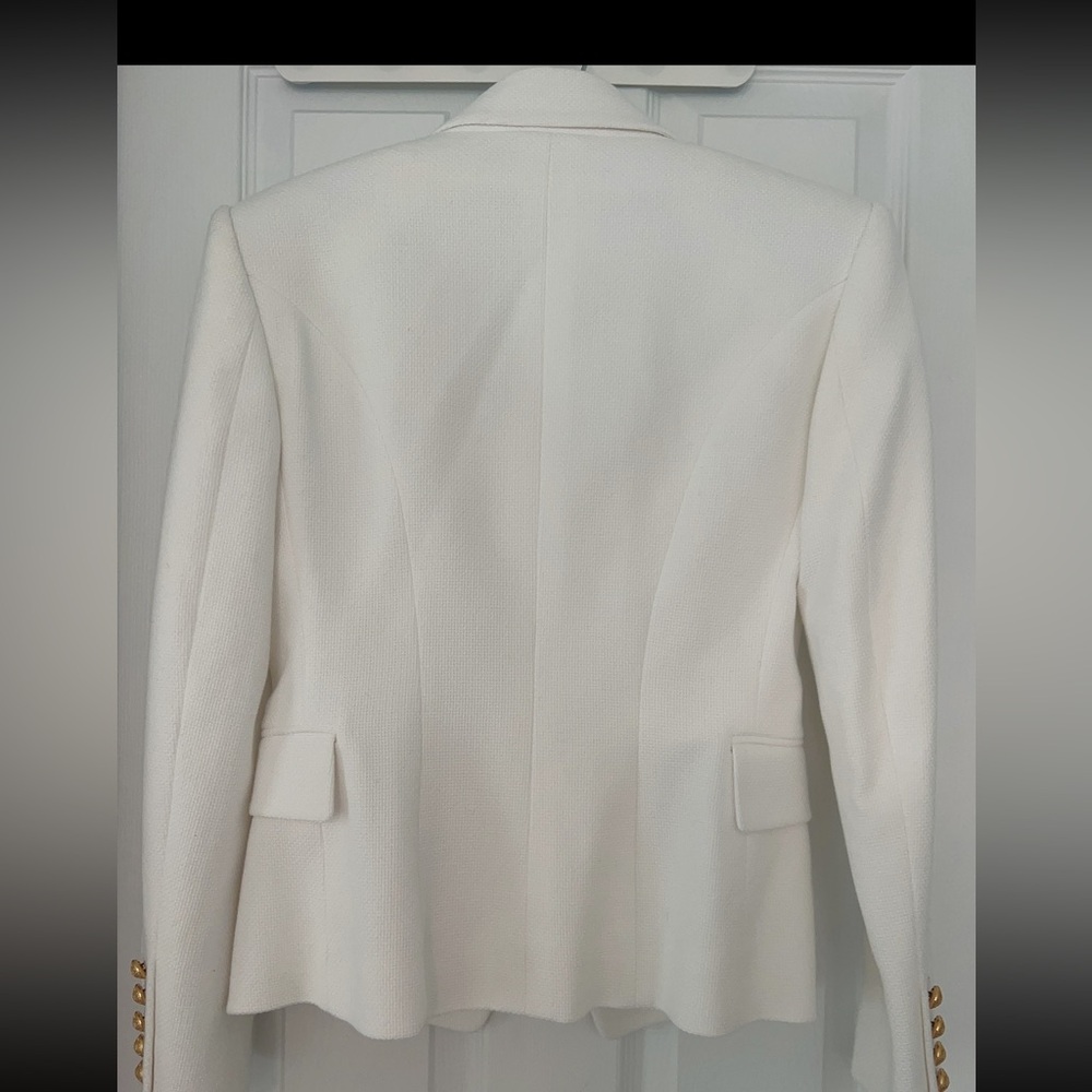 BALMAIN Double-Breasted Piqué Blazer - Picture 3 of 13